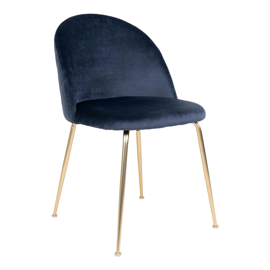 Cadeira de mesa de jantar de Genebra - cadeira de mesa de jantar em veludo, azul com pernas em look de latão, hn1205