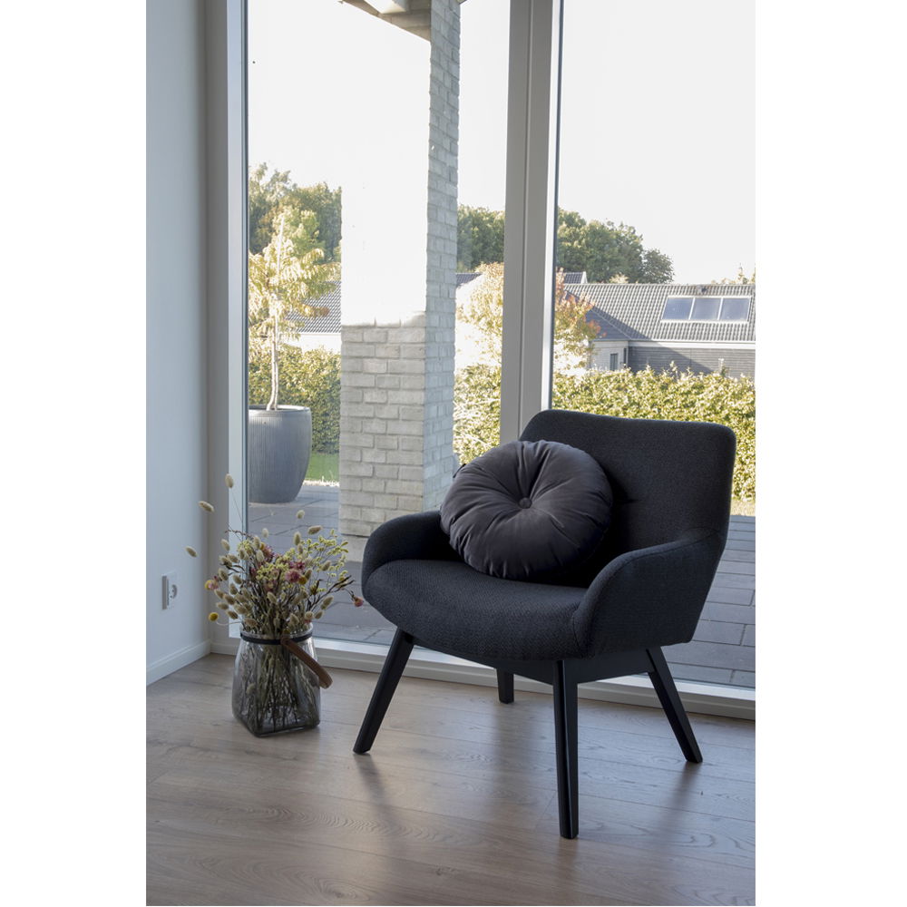 London Lounge Chair - cadeira de lounge em tecido, cinza escuro com pernas pretas