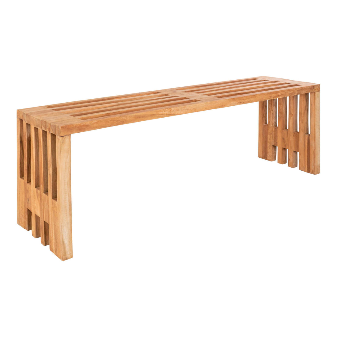 BENCH BENDORM - Banco em teca, natureza, 140x35x48 cm