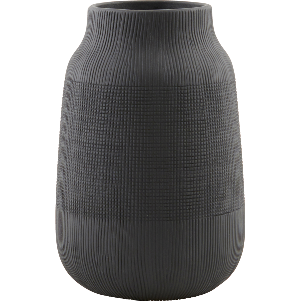 Médico da Casa - Vaso, Groove, Black - H: 22 cm, dia: 15 cm