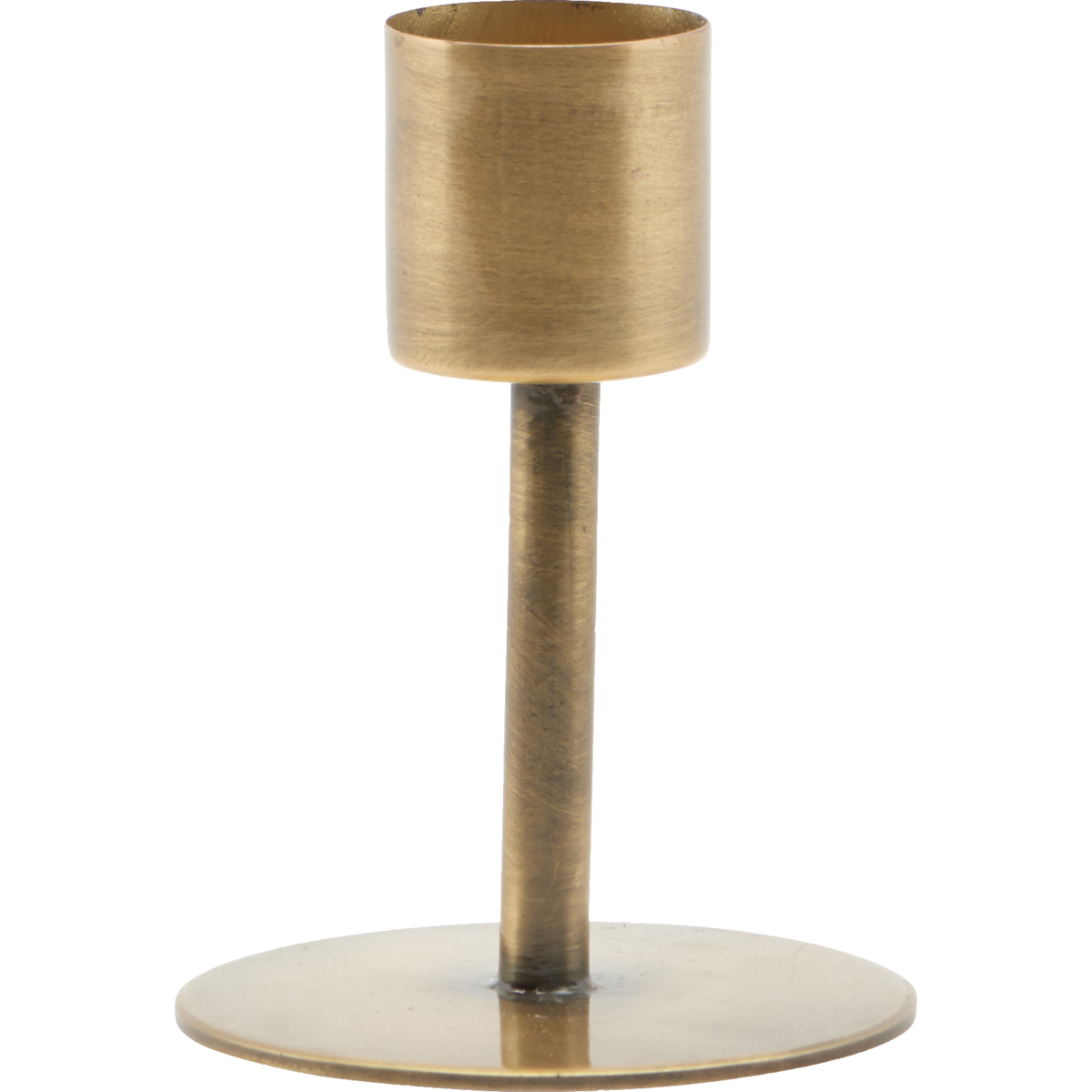 Médico da Casa - Candlestick, Anit, Brass antigas - H: 7 cm, dia: 5 cm