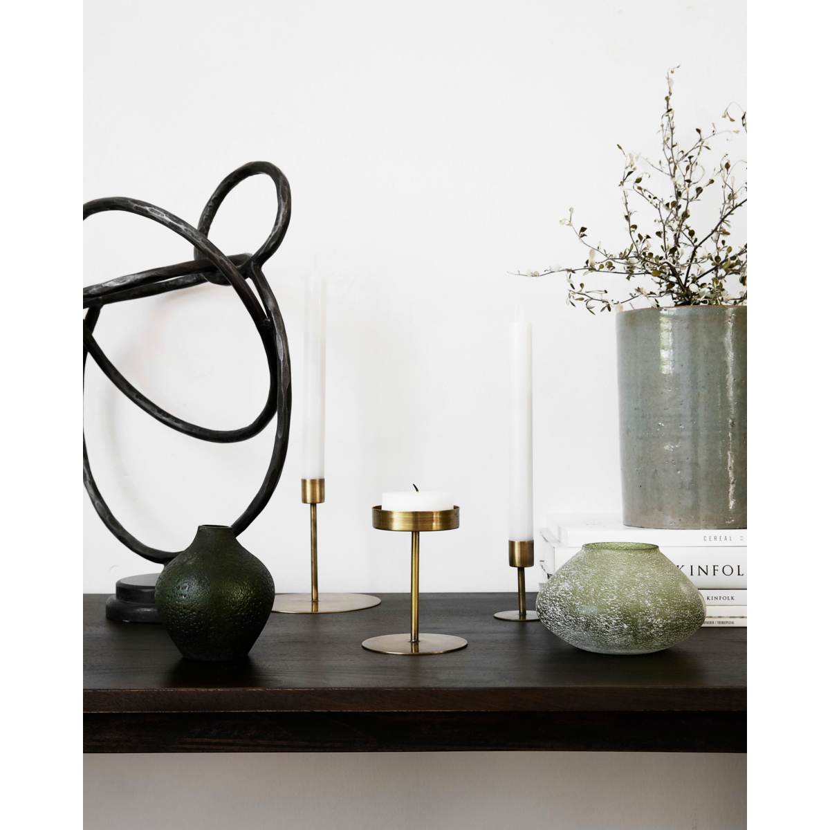 Médico da Casa - Candlestick, Anit, Brass antigas - H: 7 cm, dia: 5 cm