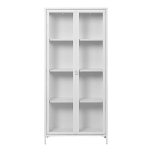 Gabinete de exibição de Brisbane - armário de exibição, 2 portas de vidro, aço, branco 80x35x175 cm