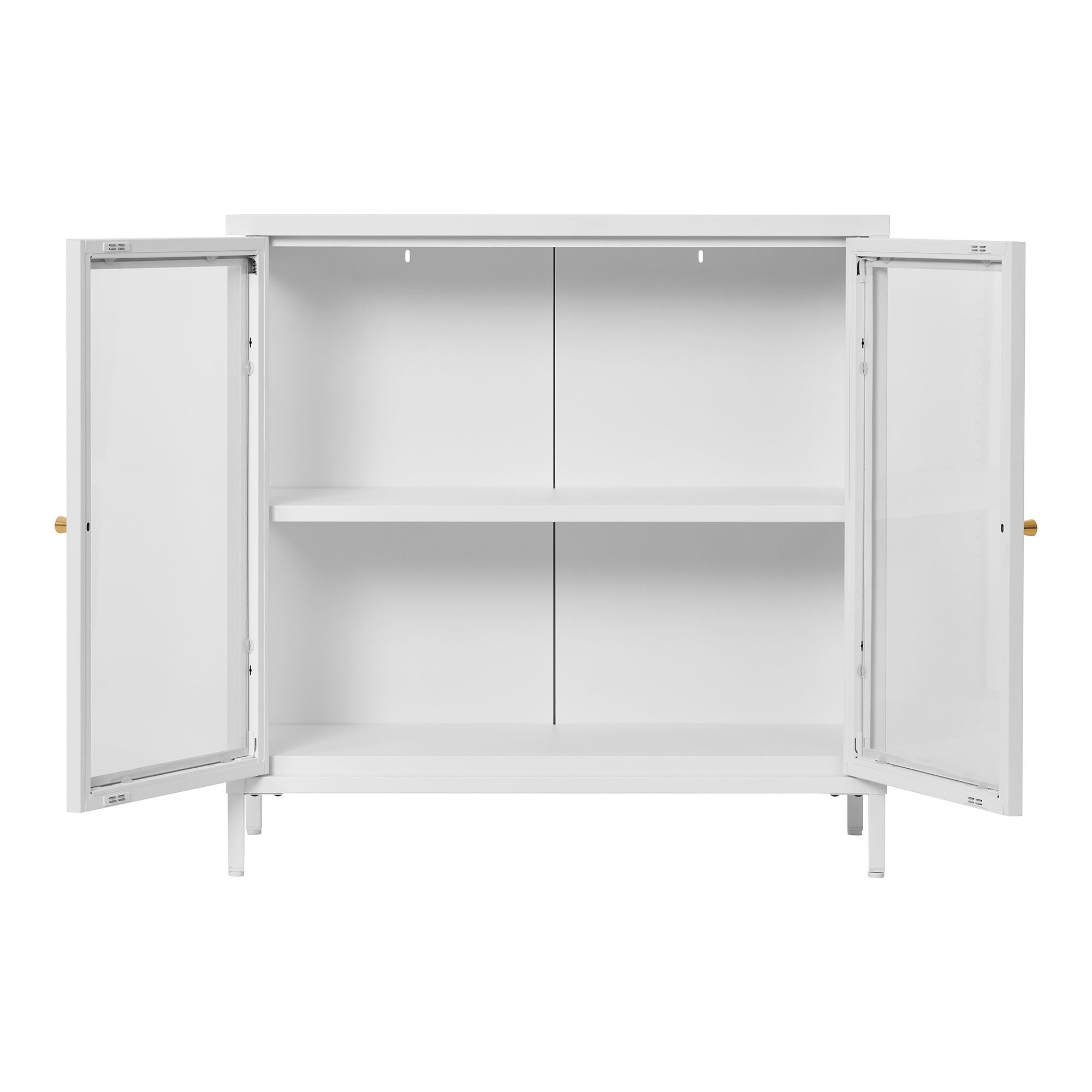 Gabinete Dalby - Gabinete, 2 portas de vidro, aço, branco 80x35x80 cm