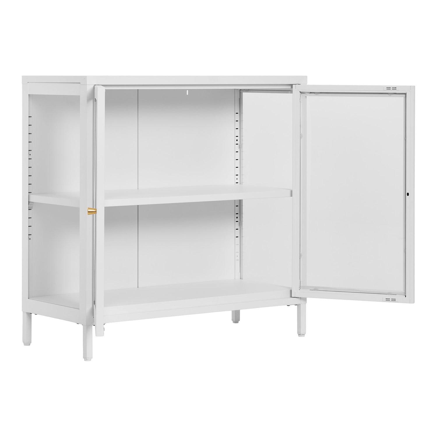 Gabinete Dalby - Gabinete, 2 portas de vidro, aço, branco 80x35x80 cm