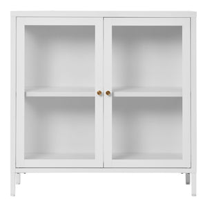 Gabinete Dalby - Gabinete, 2 portas de vidro, aço, branco 80x35x80 cm