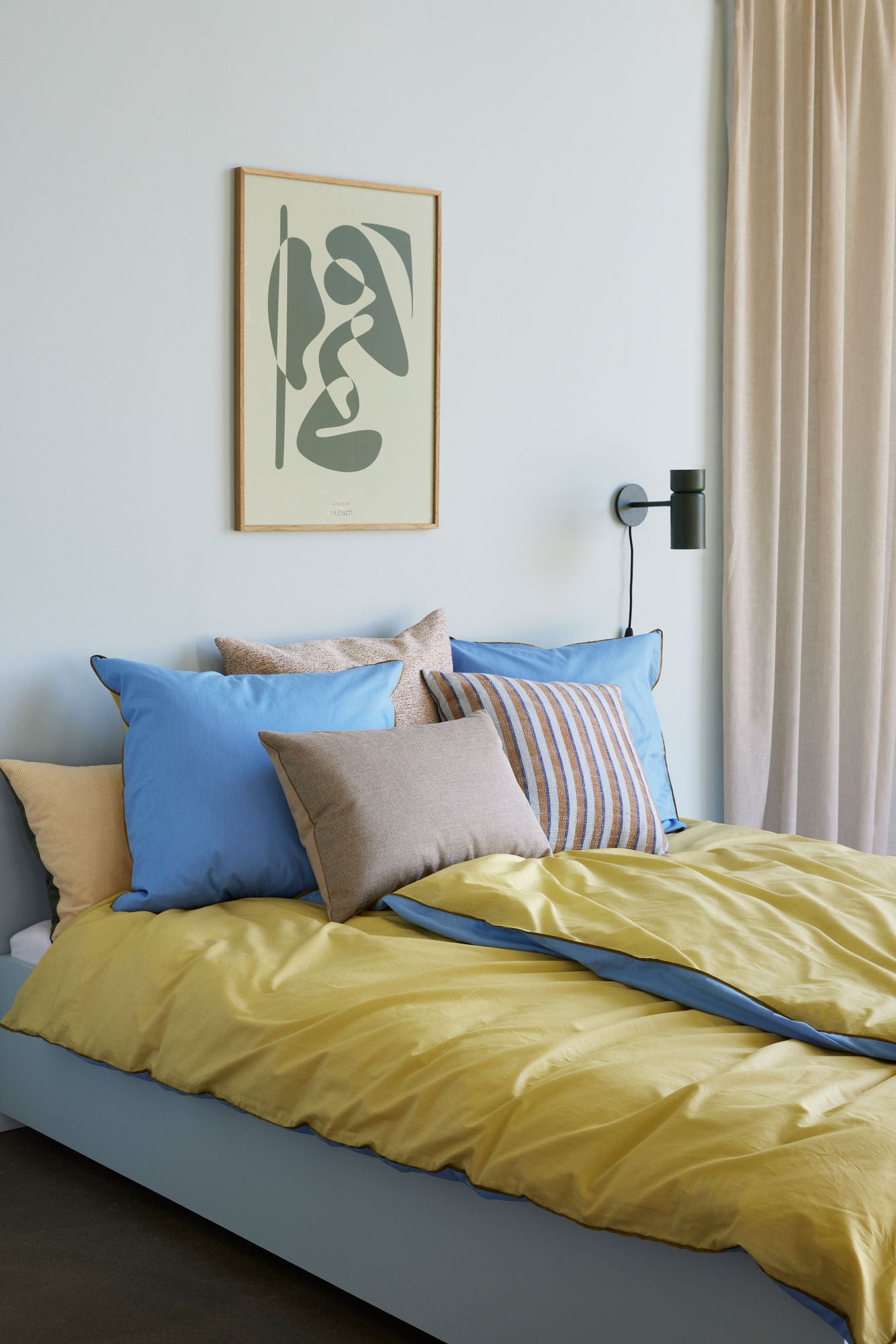 Hübsch Aki Bedding 80/220 azul/amarelo