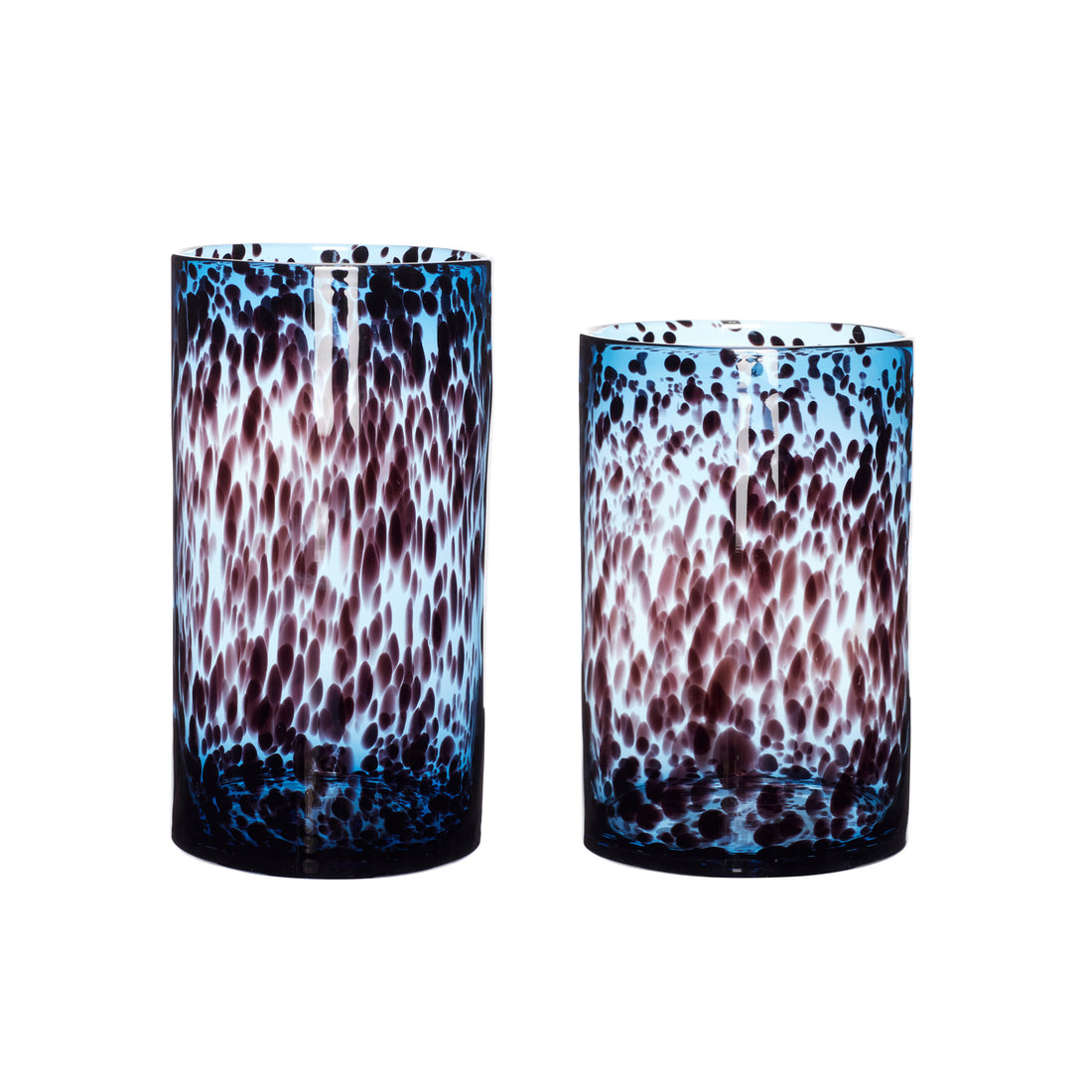 Hübsch Leo Vases Cilindro preto/azul (conjunto de 2)