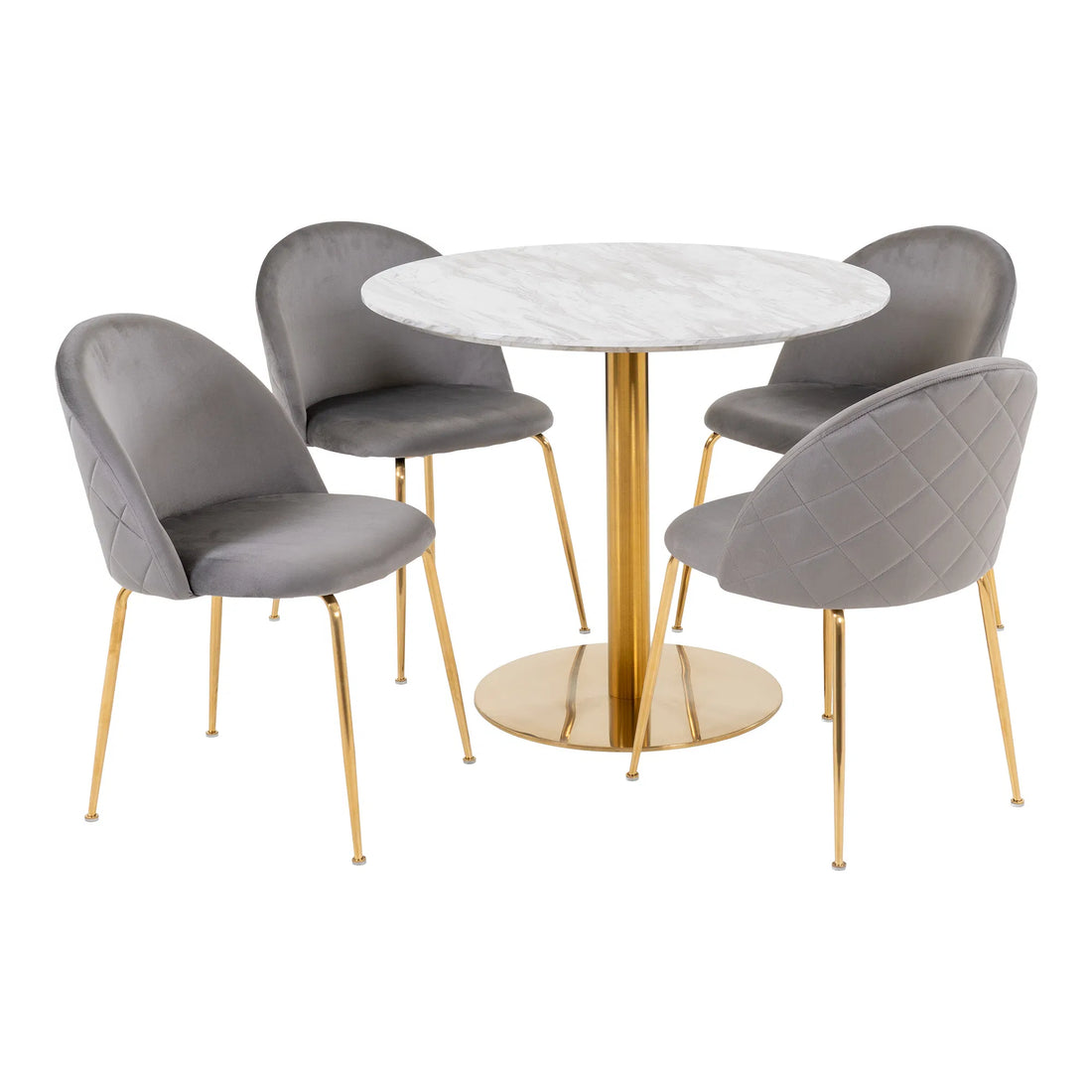 Conjunto de mesa de jantar de Bolzano e Genebra - mesa de jantar e 4 cadeiras de mesa de jantar