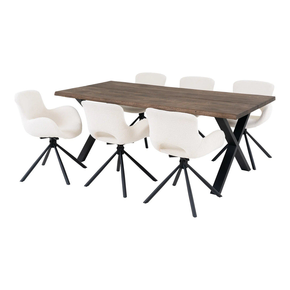 Conjunto de mesa de jantar de Toulon e Amorim - mesa de jantar e 6 cadeiras de mesa de jantar