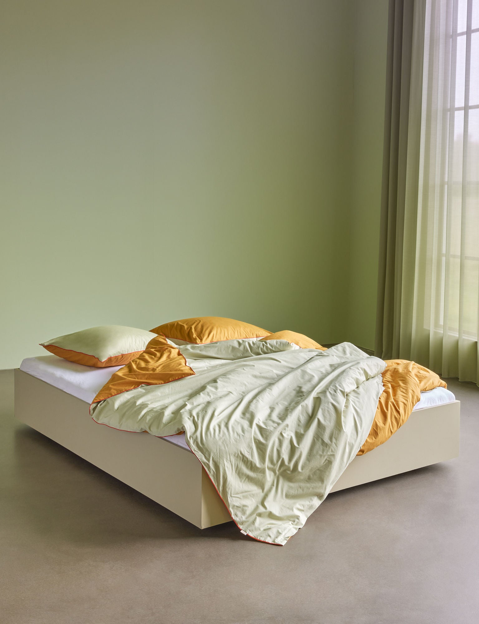 Hübsch Aki Bedding 60/200 laranja/verde