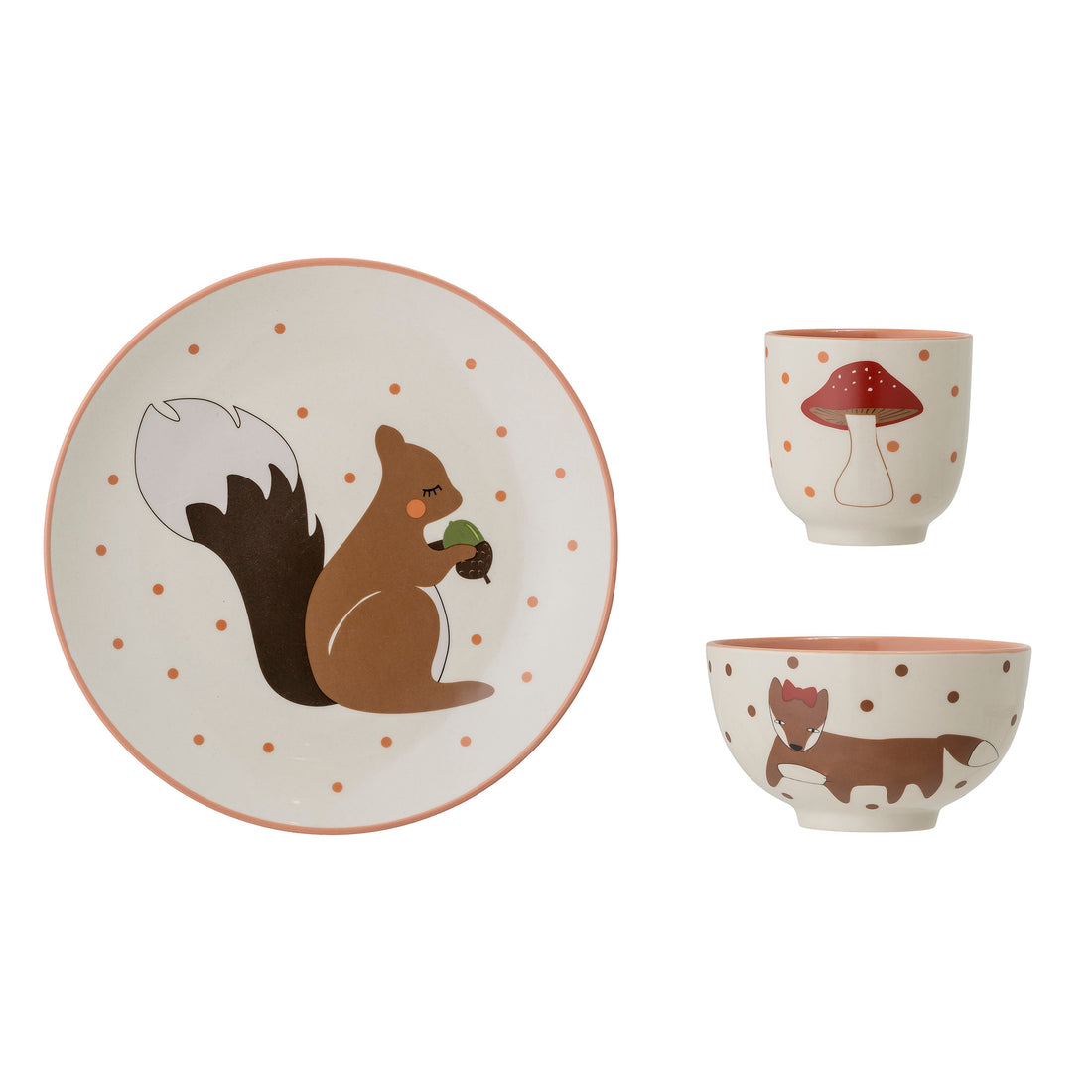 Bloomingville Mini - Porcelana Conjunto de cerâmica - Animais da floresta