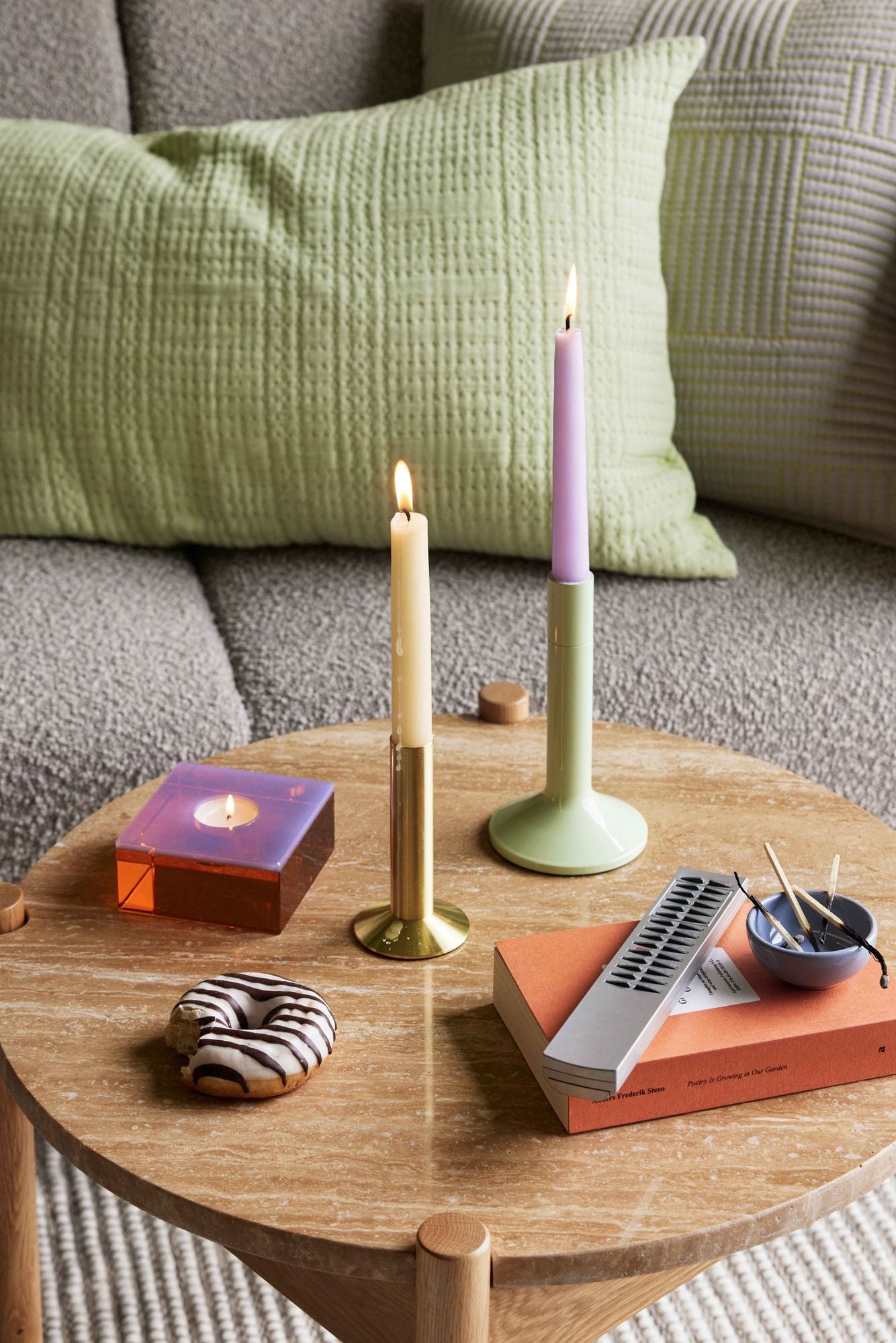 Hübsch Candlestick Green (conjunto de 2)