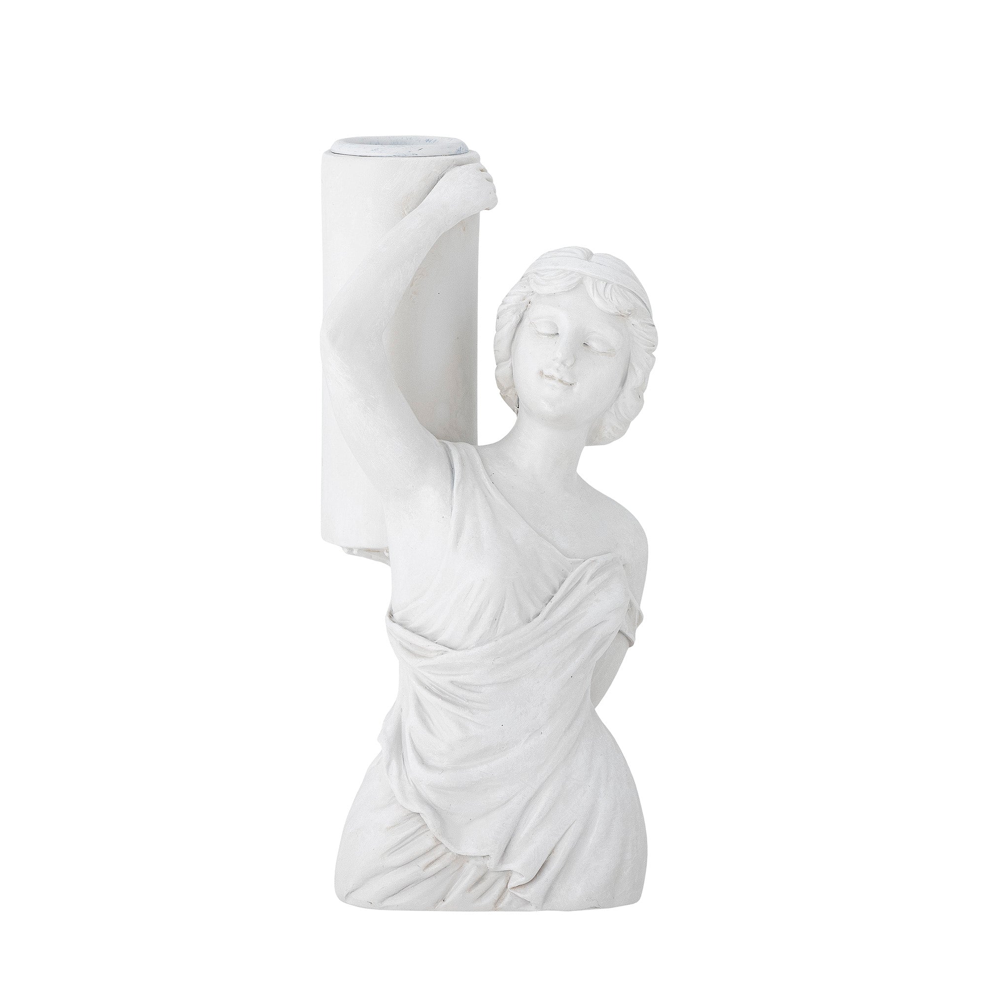 Medea Candlestick, White, Polyresin