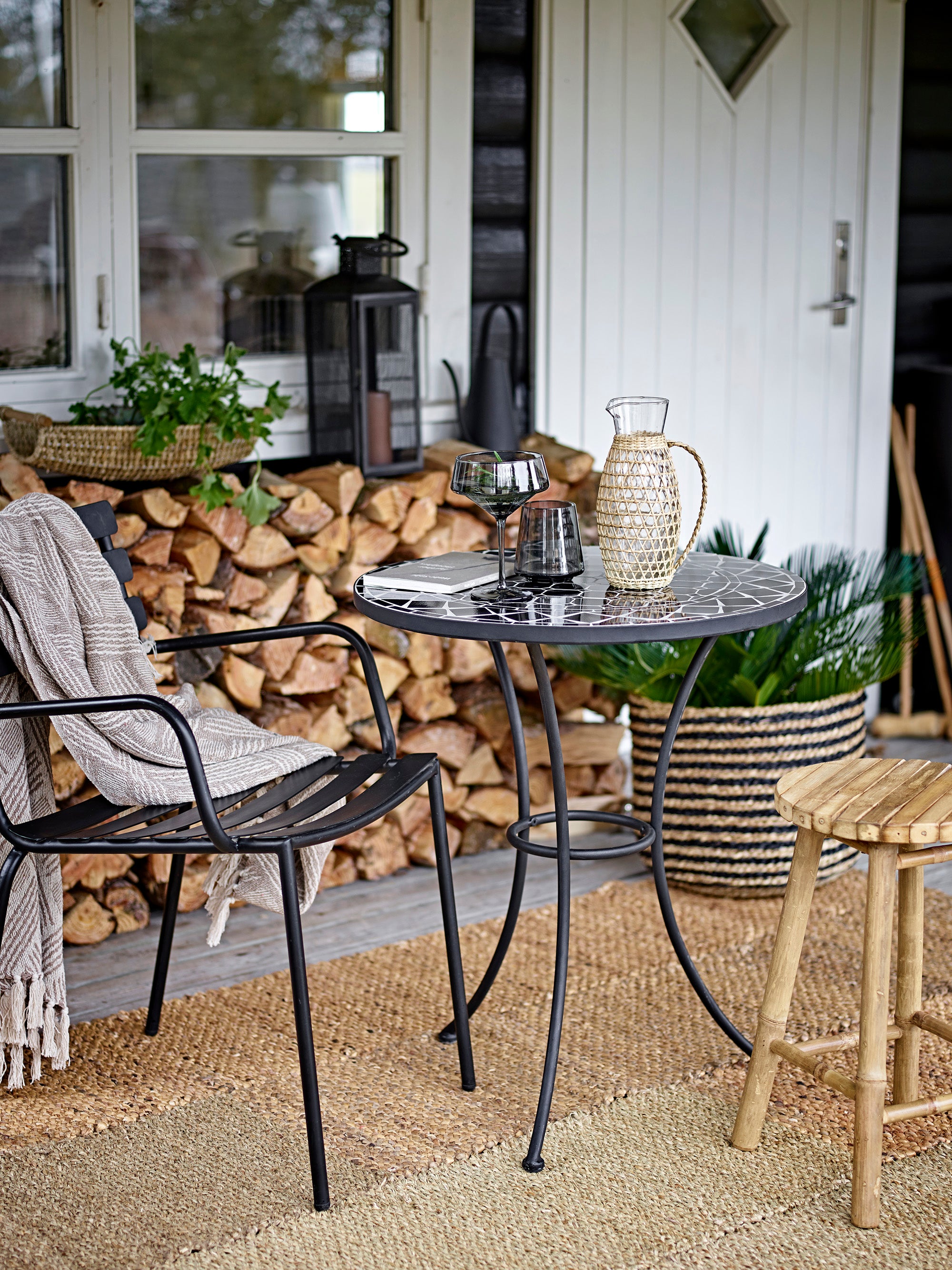 Cadeira de mesa de jantar Monsi, preto, metal galvanizado