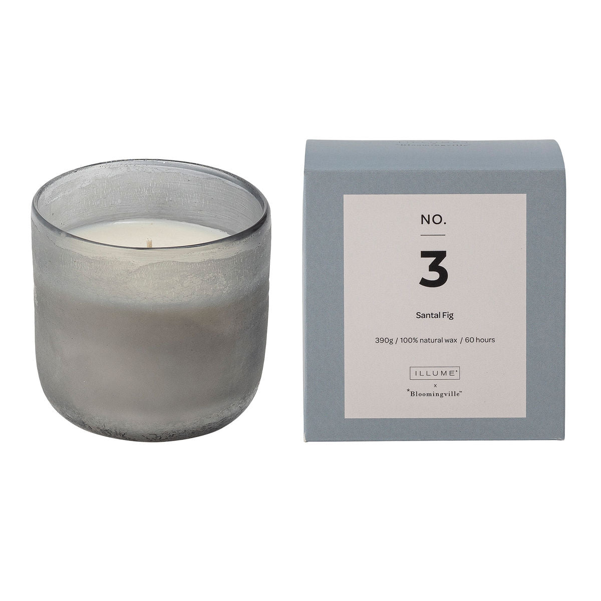 Ilum X Bloomingville No. 3 - velas ardentes da fig santal, azul, cera natural