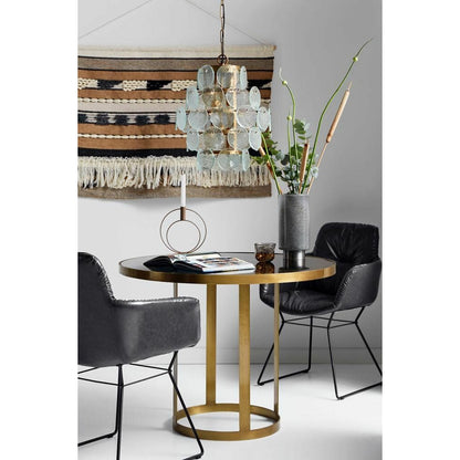 Mesa de jantar redonda Nordal LUXURY - ø100 cm - vidro ouro/preto