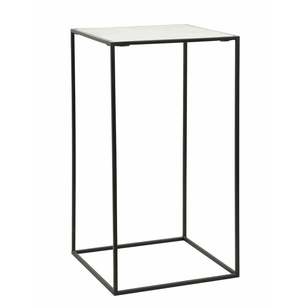 Nordal CUBE sidebord i jern m/marmor - h100 cm - sort/hvid - Nordal - DesignGaragen.dk