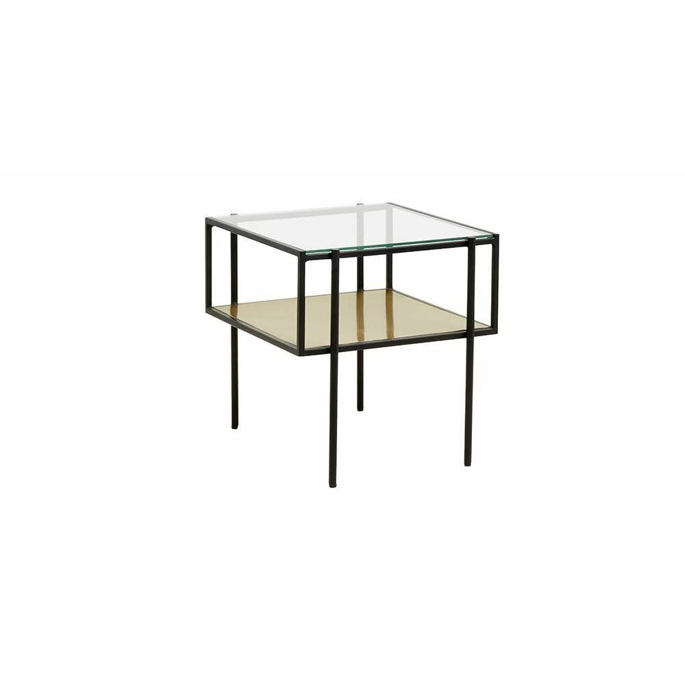 Nordal PARANA sofabord med klar glas - 45x45 cm - sort/gylden - Nordal - DesignGaragen.dk