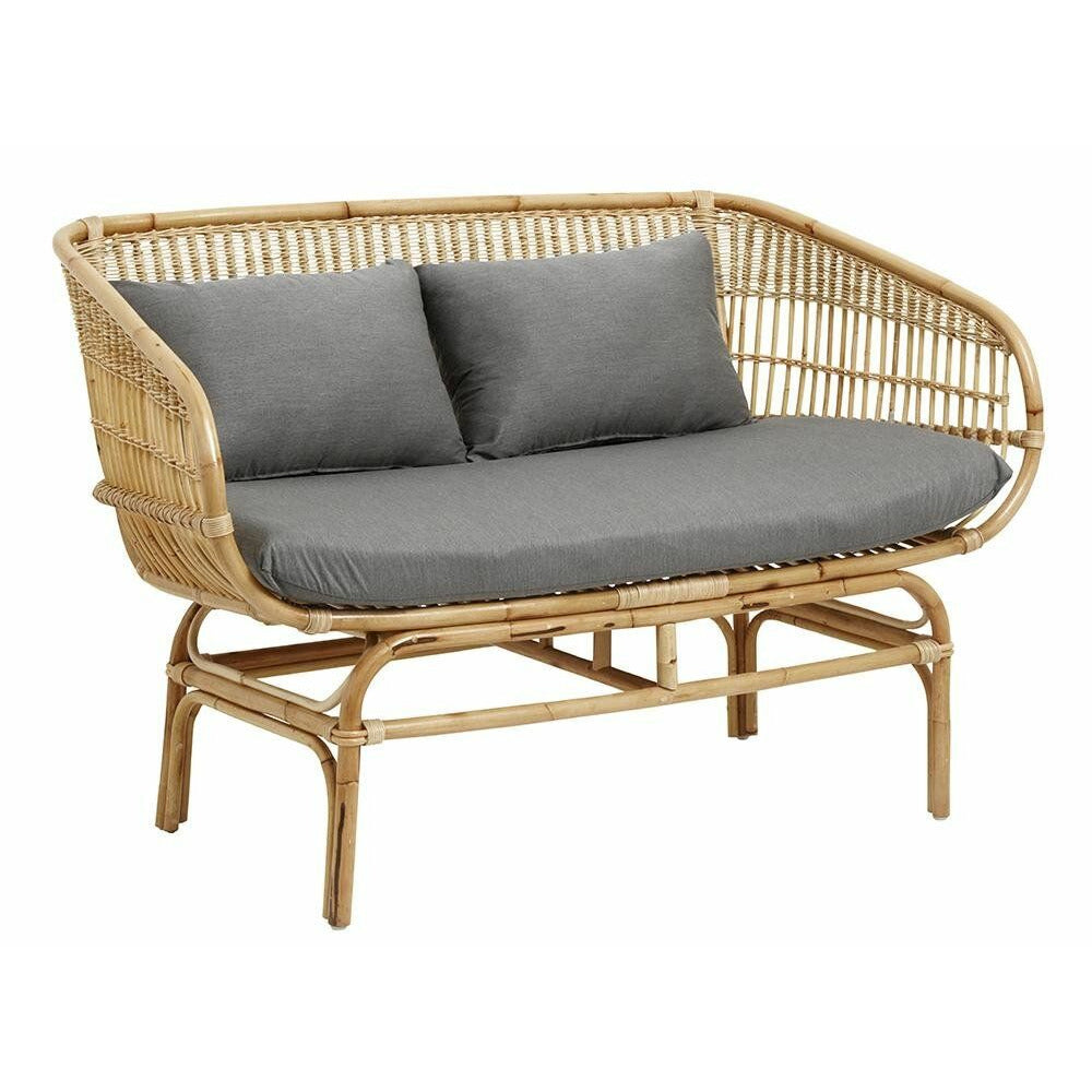 Nordal BALI sofa i rattan med hynder - L138 cm - natur/grå - Nordal - DesignGaragen.dk