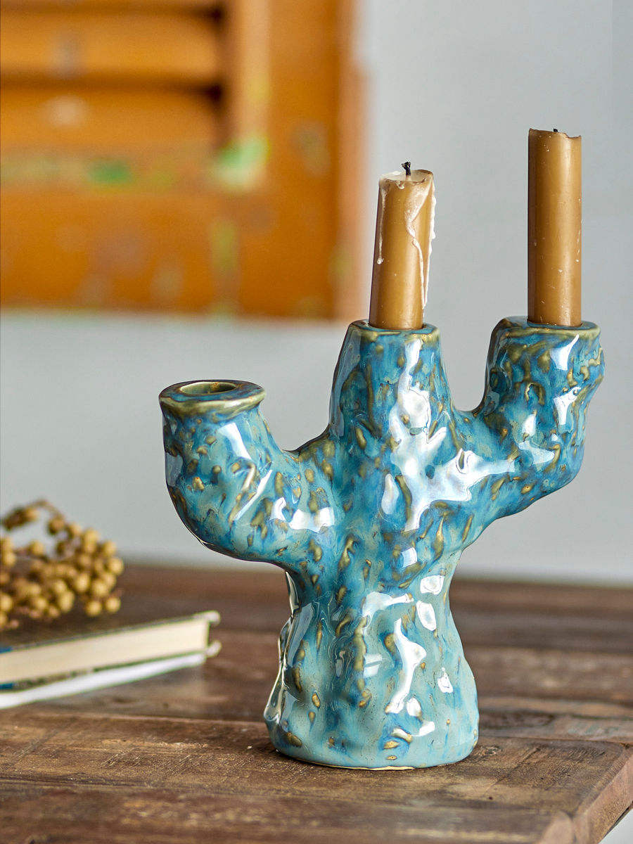 Coleção criativa Tahoka Candlestick, azul, grés