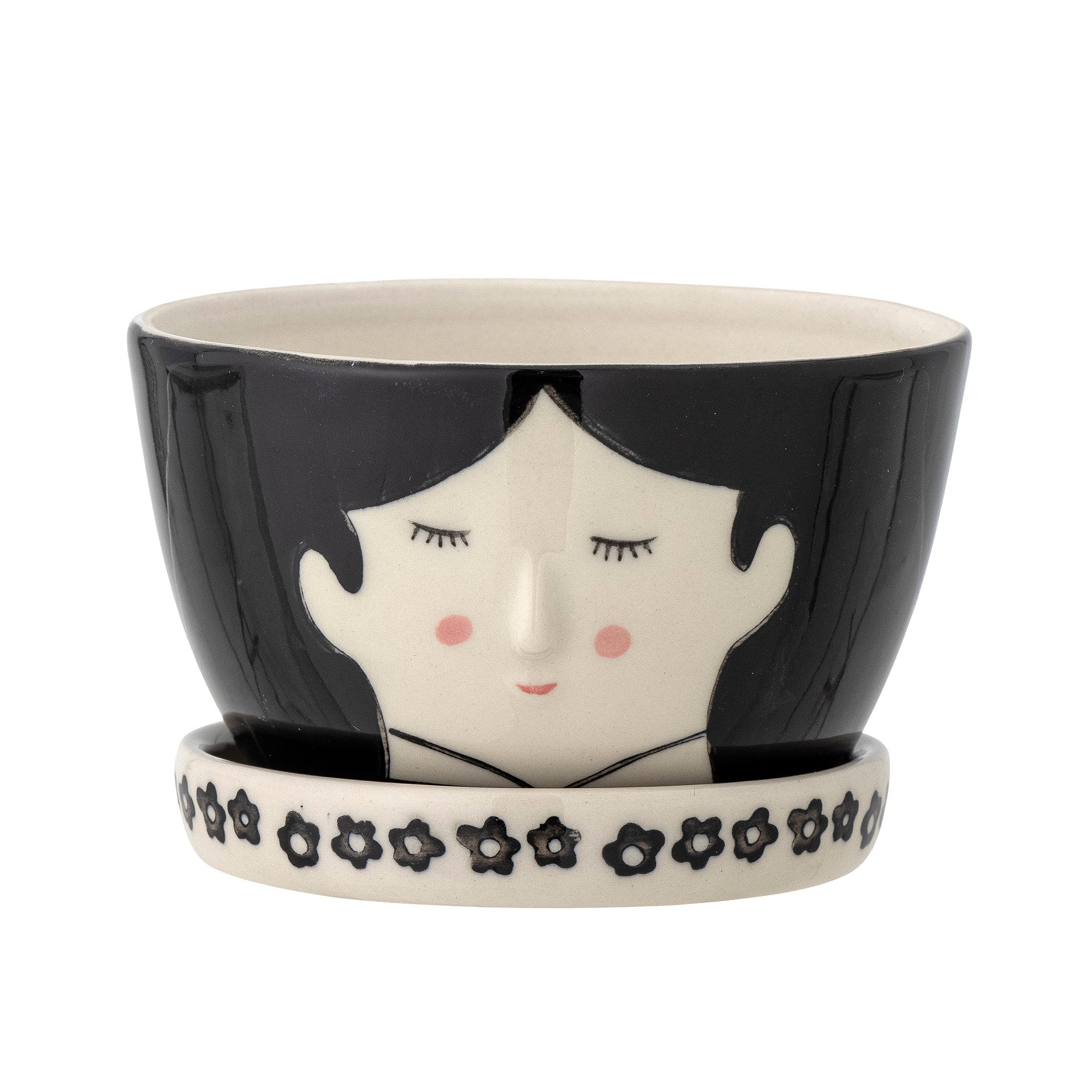 Bloomingville Mini - Carolin Herb Pot w/pires, preto, grés