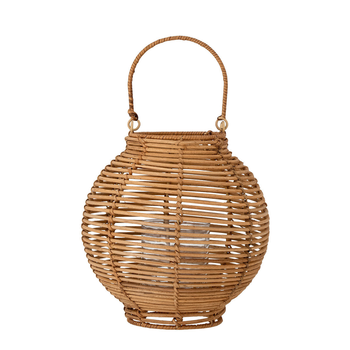 Lanterna Bloomingville Malua com vidro, natureza, Rattan