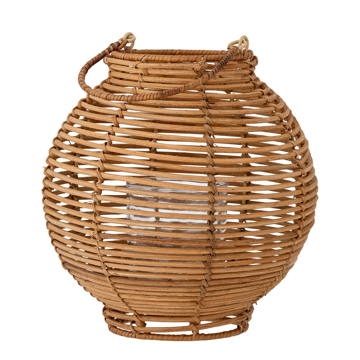 Lanterna Bloomingville Malua com vidro, natureza, Rattan