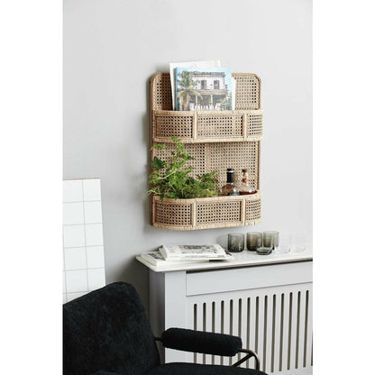 Nordal LUCCA hylde i rattan med flet - 70x55 cm - natur - Nordal - DesignGaragen.dk