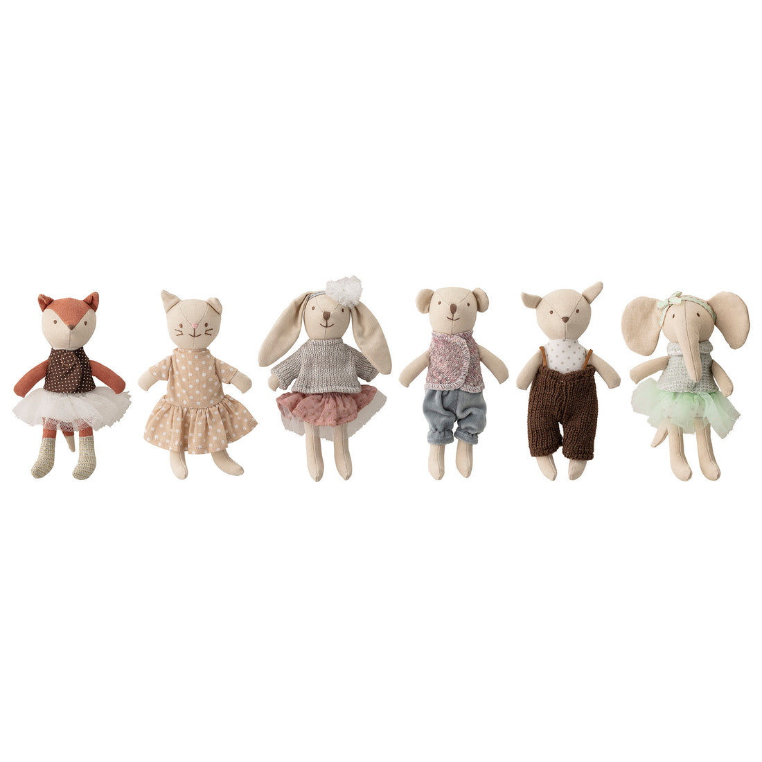 Animal friends Doll, Rosa, Bomuld - L10xH16xW4,5 cm, Set of 6 - BLOOMINGVILLE MINI - DesignGaragen.dk